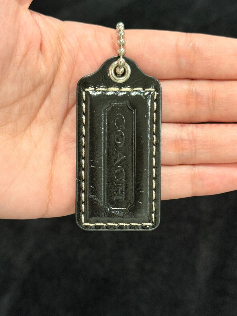 2.5" Y2K Coach Leather Key Fob Keychain Hang Tag Hangtag